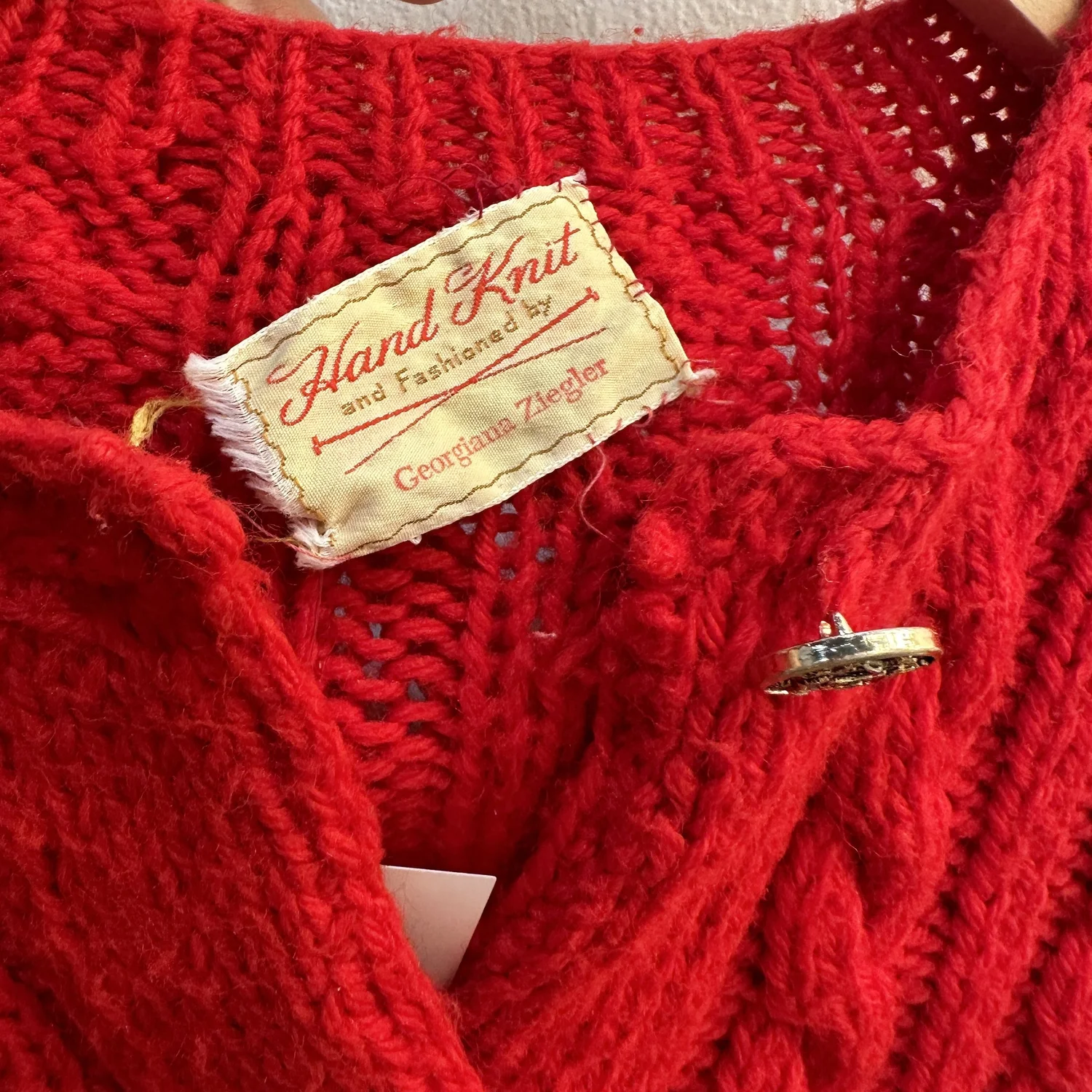 トップス 60's Hand made knit cardigan Vintage 60s Handmade Cherry Red Cardigan, M — Revolt Style