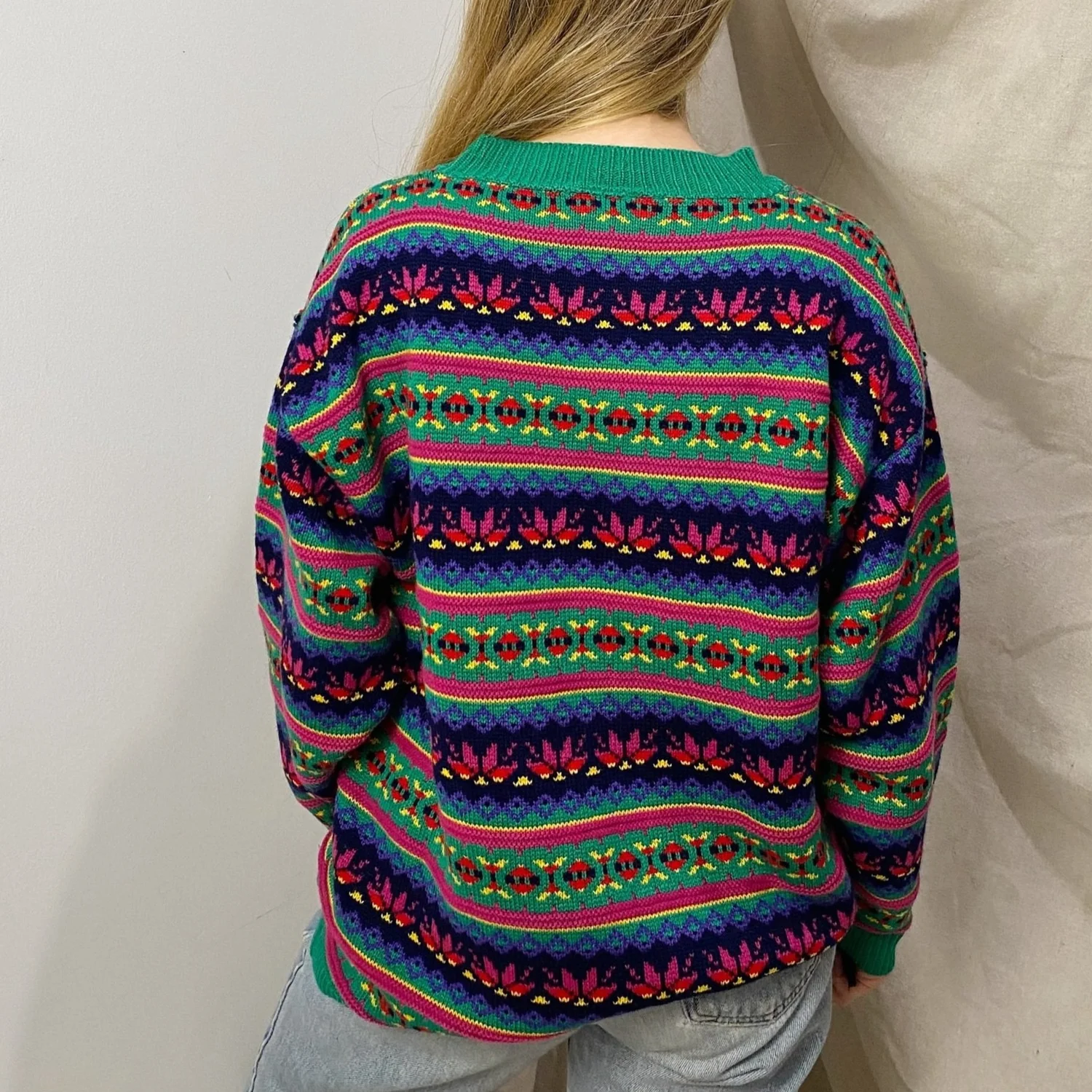 Vintage 80s Vibrant Striped Sweater, XL — Revolt Style Studio