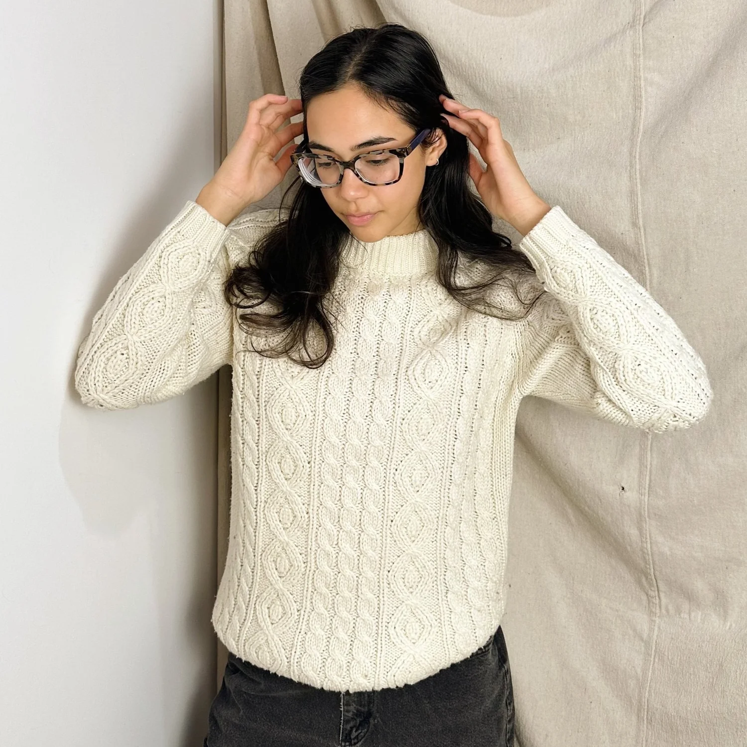 Vintage 60s Cream Cable Knit Sweater, S — Revolt Style Studio