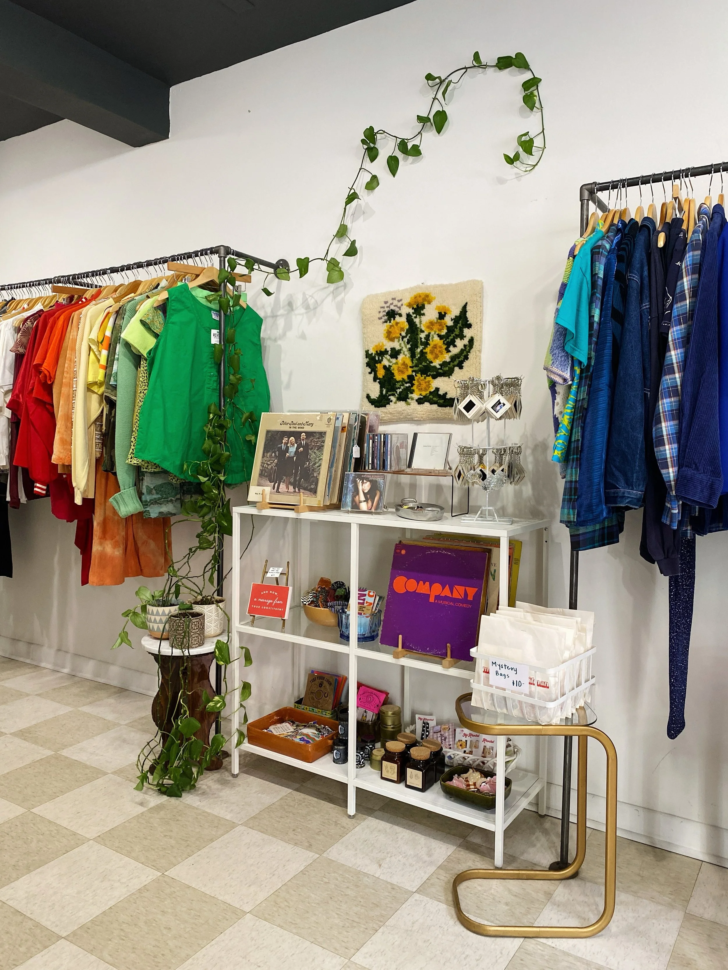 Have you checked out our new (old) music section yet? It&rsquo;s small but mighty (just like our shop). Find 60s-80s vinyl and 90s-Y2K CDs, and coming soon, local music as well! 🎶
