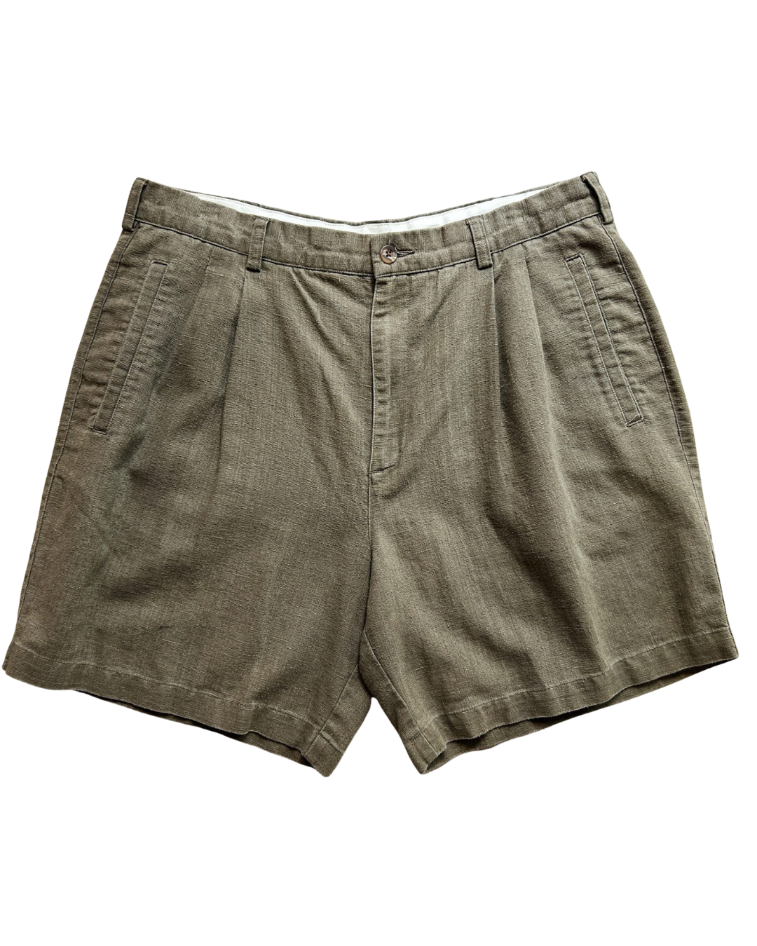 Vintage Green Linen Shorts, L