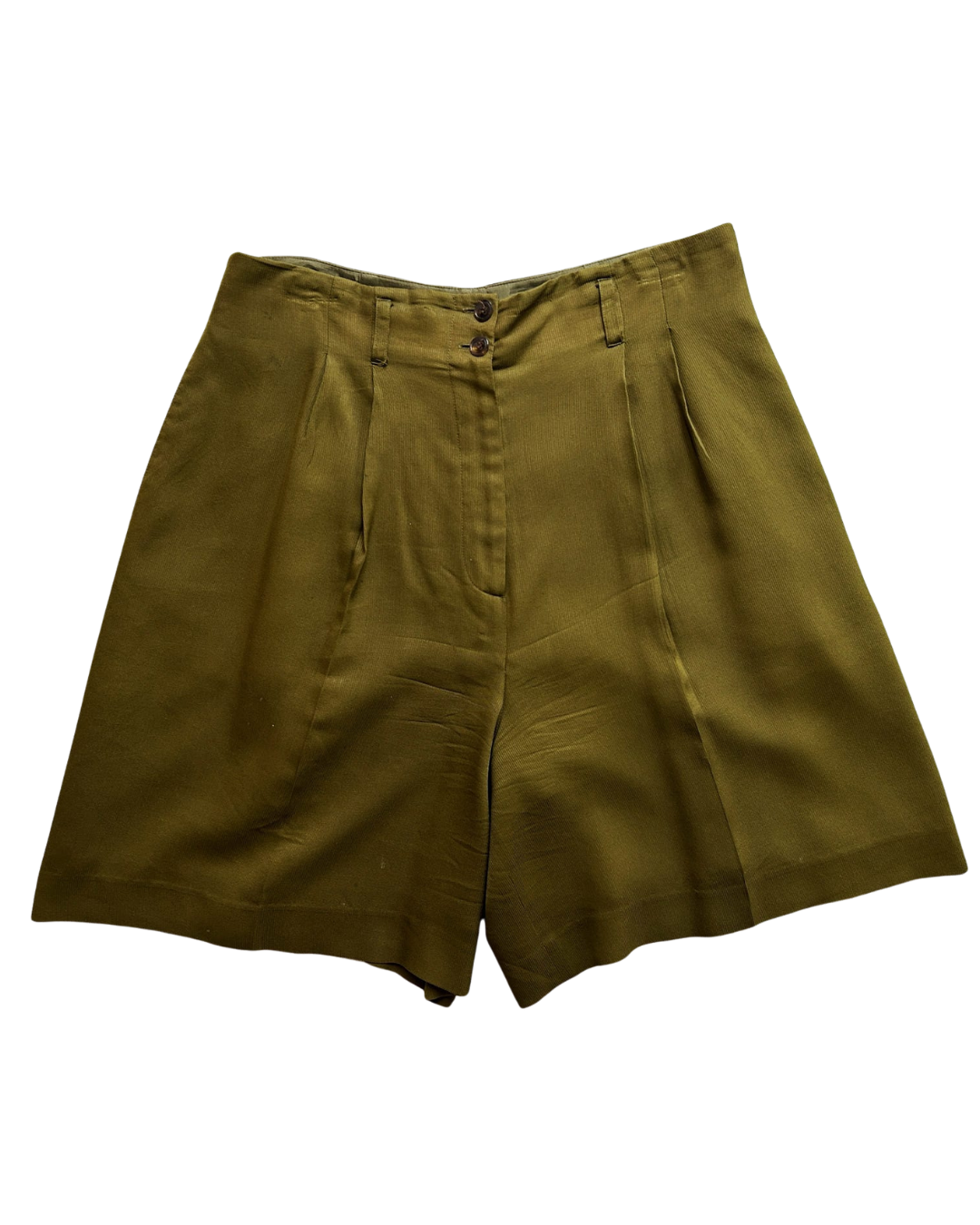 Vintage Green Silk Shorts, L
