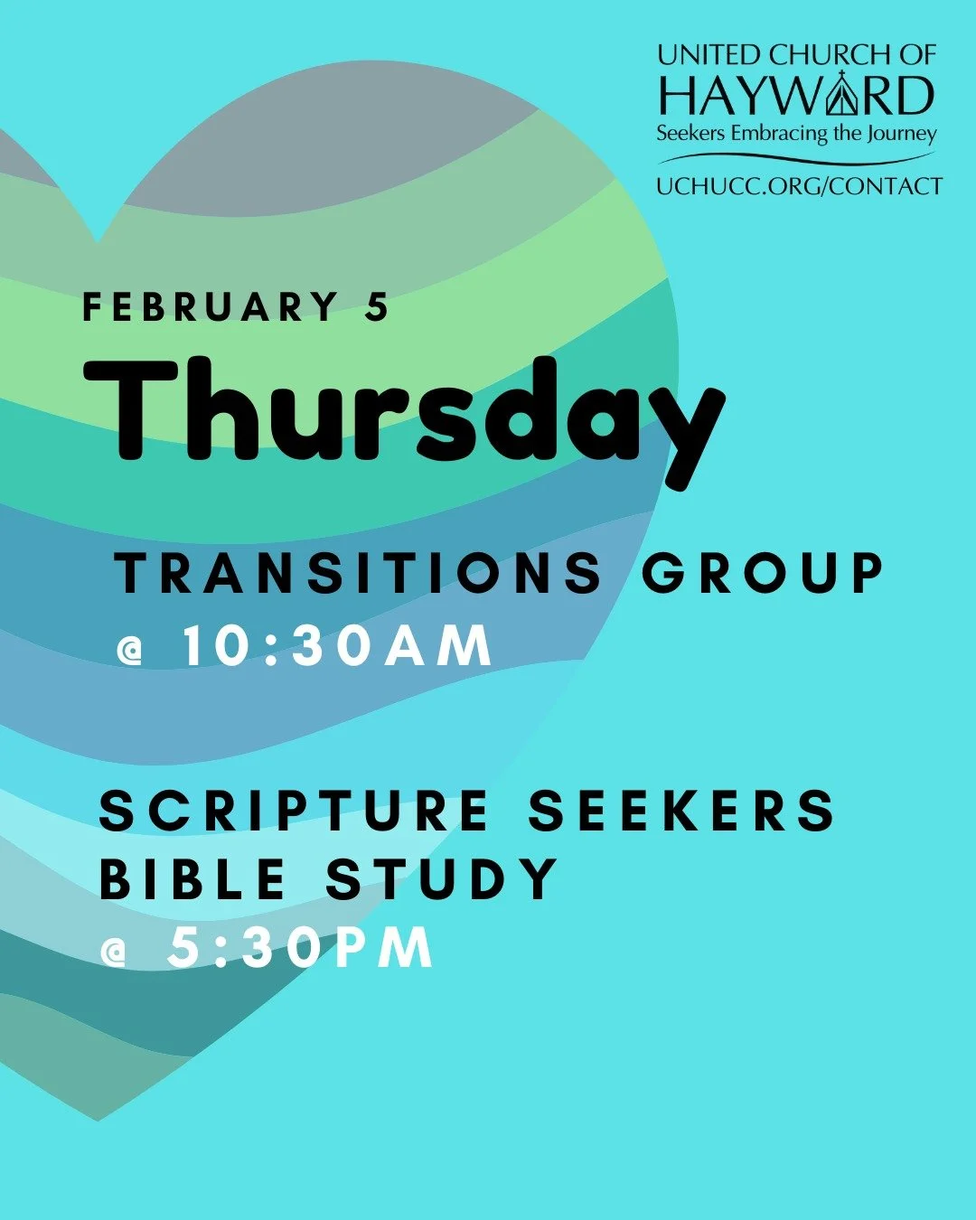 Tomorrow is a full day of gathering, reflection, and connection at United Church of Hayward. We meet on Zoom, so you're welcome, wherever you are. 💻💛

☀️ Transitions Group | 10:30am PT
A gentle space to hold what&rsquo;s shifting in our lives. 

🌙
