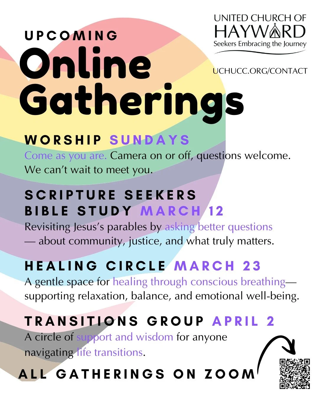 Sometimes church looks like a sermon. And sometimes it looks like a circle of people asking better questions together.

At United Church of Hayward, we gather in a lot of different ways &mdash; for worship, for conversation, for healing, and for the 
