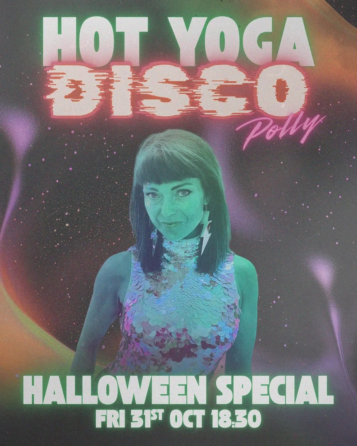 Ready to glow in the disco heat? 🔥🪩🧟&zwj;♀️ 

Super-natural vibes and deep disco grooves&hellip; 

HOT YOGA DISCO: HALLOWEEN SPECIAL. Your 90 minute hot yoga class, to a fierce and funky soundtrack, specially curated by Polly. 
 
This is hot yoga 