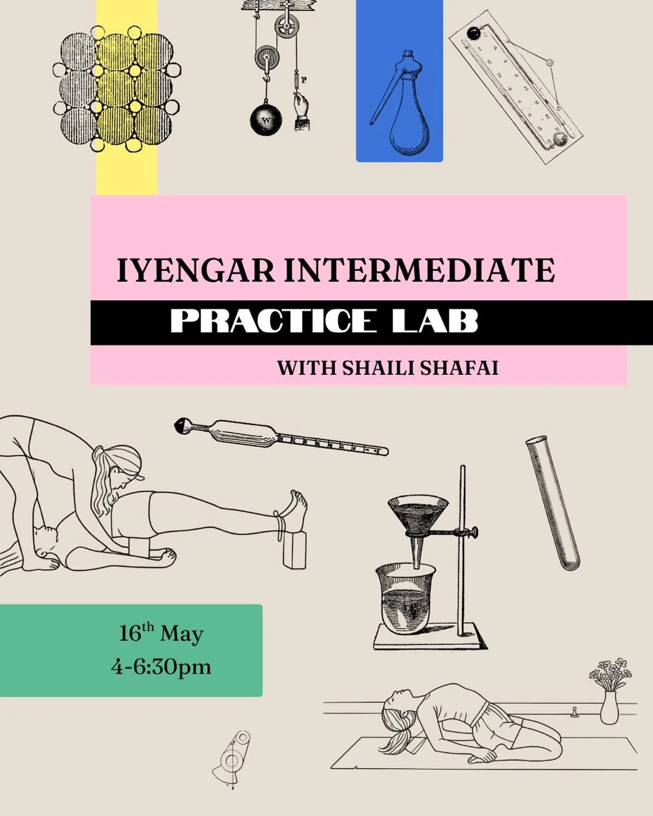 Something a little different for our Saturday Intermediate students.

On 16th May, the usual 4pm Intermediate class becomes an extended Iyengar Intermediate Practice Lab with Shaili.

A longer session with more time for:
🧑&zwj;🤝&zwj;🧑partner work

