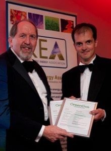 John Baldwin of Barrow Shipping Ltd presenting Green Gas Certificates to Andrew Phillips of the Duchy of Cornwall