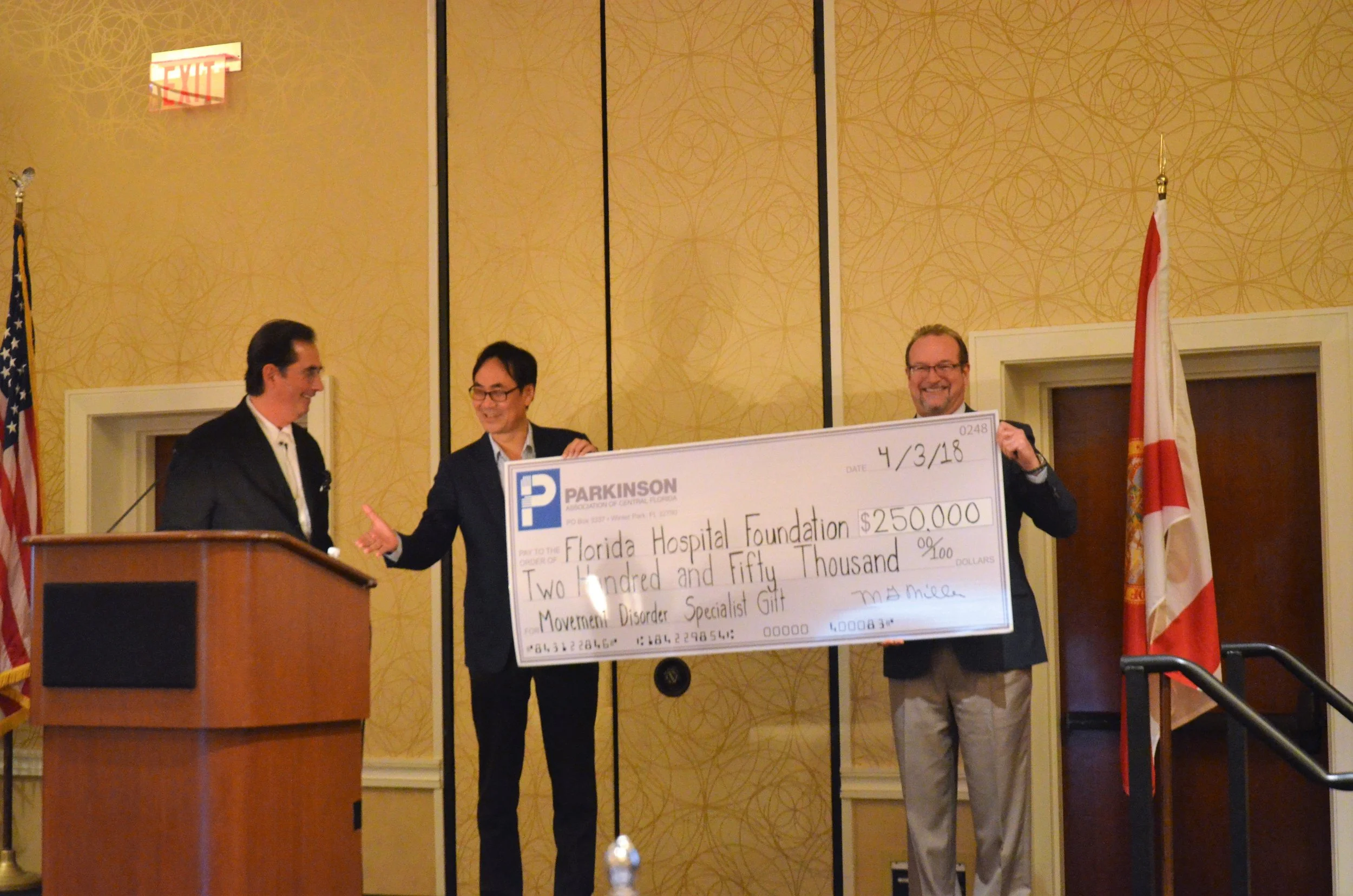 Parkinson Association of Central Florida donation .jpg