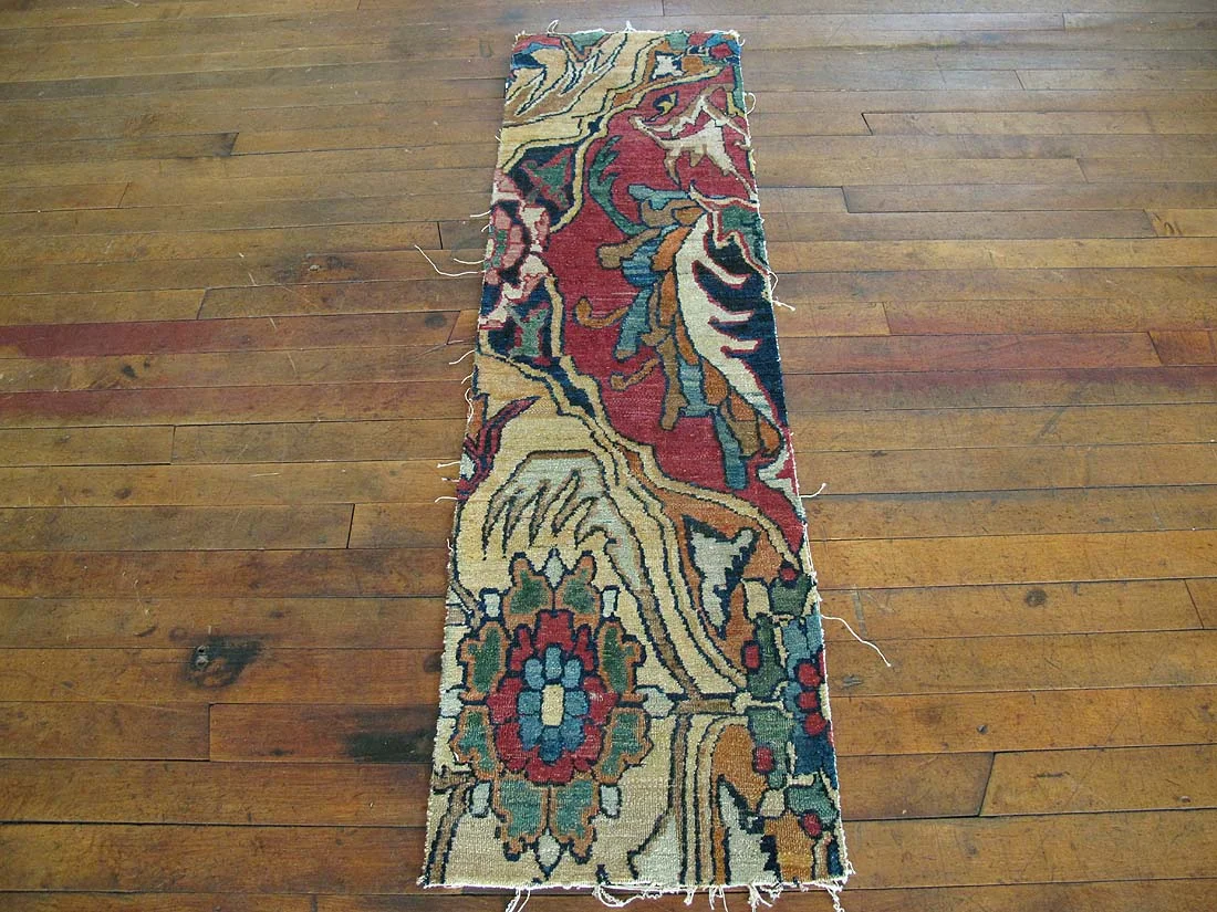 Persian Lavar Kerman Fragment Rug 1'5"X4'5"