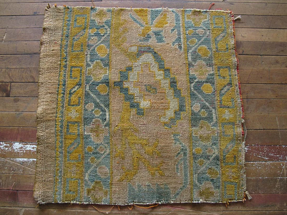 Turkish Oushak Fragment Rug 2'6"x2'6"
