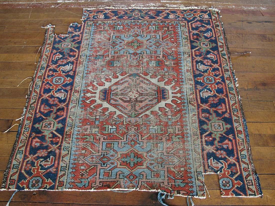 Persian Karajeh Fragment Rug 3'3"x3'3"
