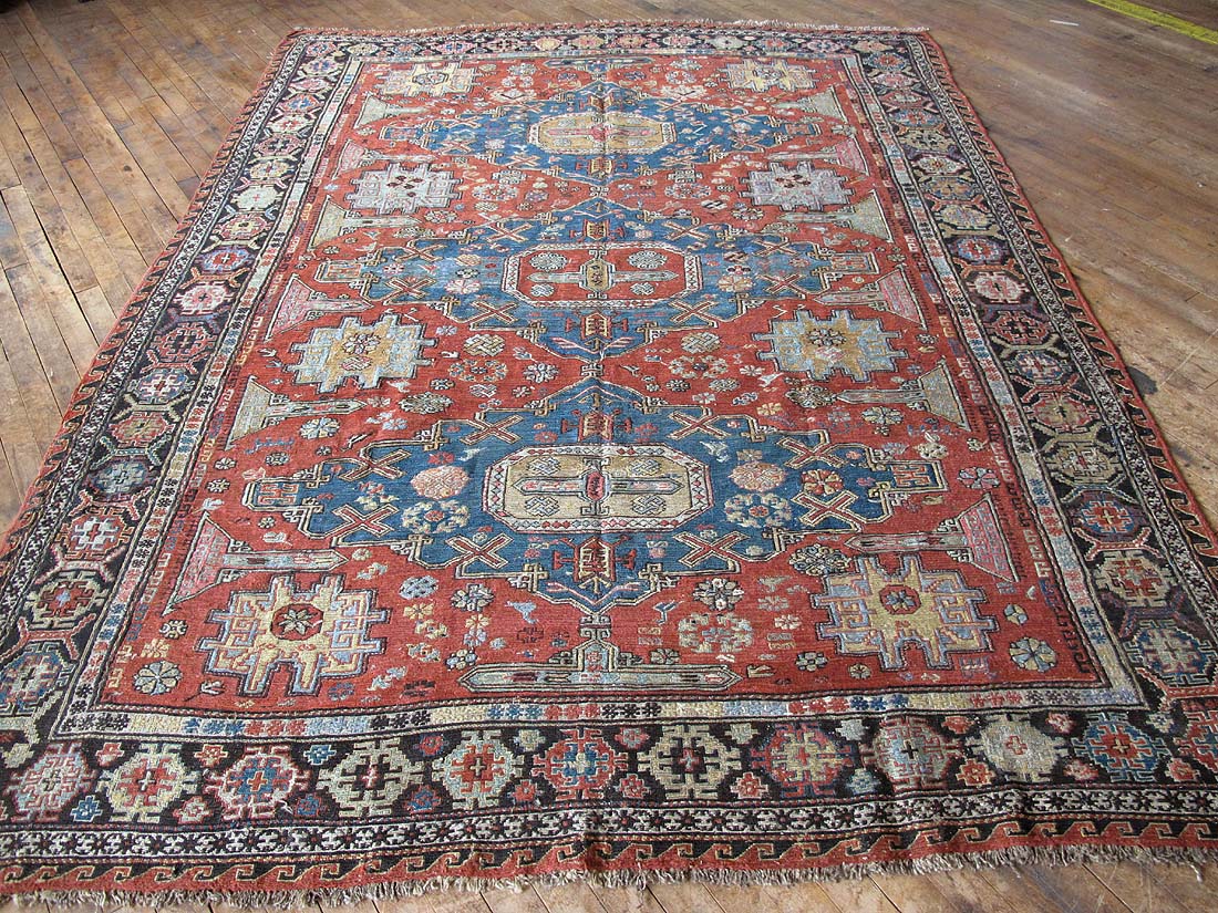 Antique Caucasian Sumak Kilim Rug 6'10"x9'2"