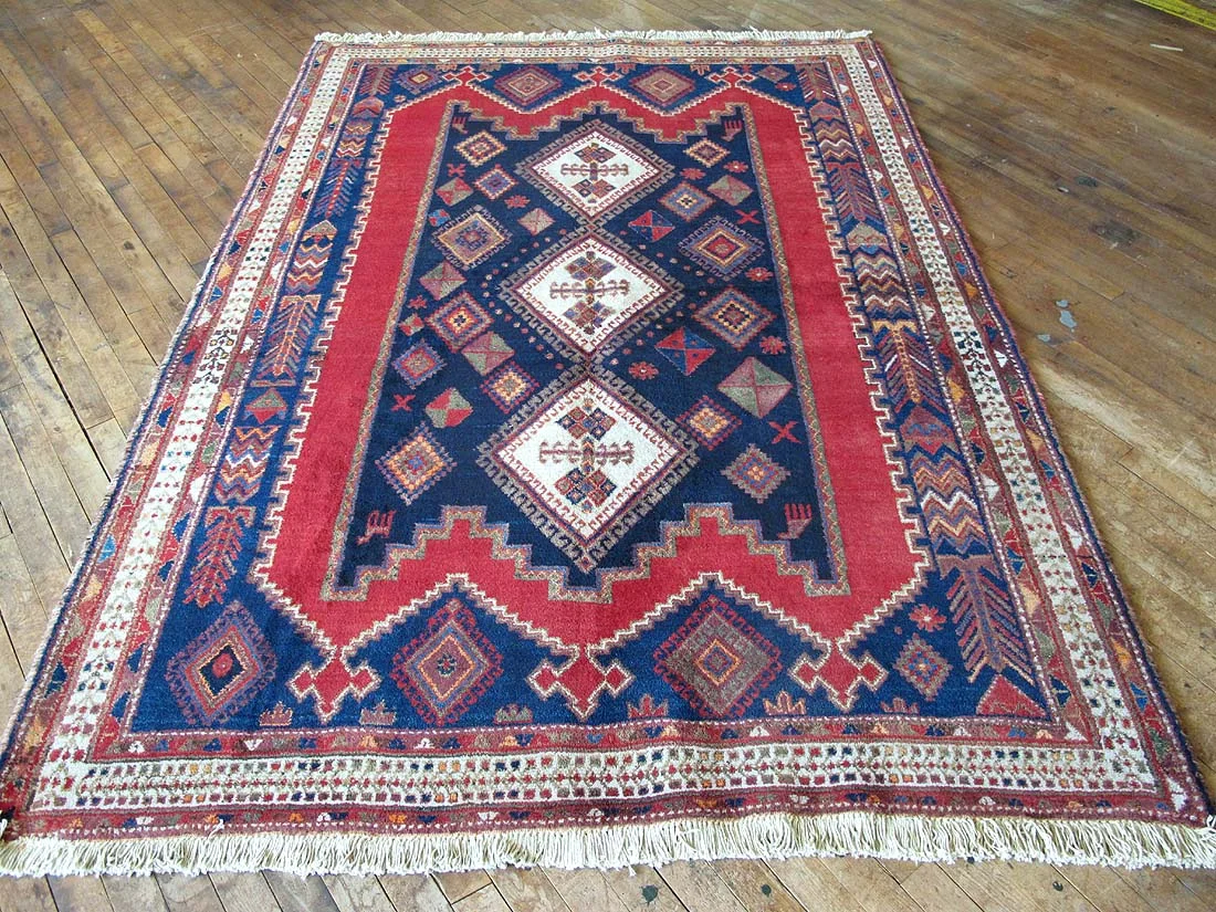 Vintage Persian Afshar Rug 5'4"x7'7"
