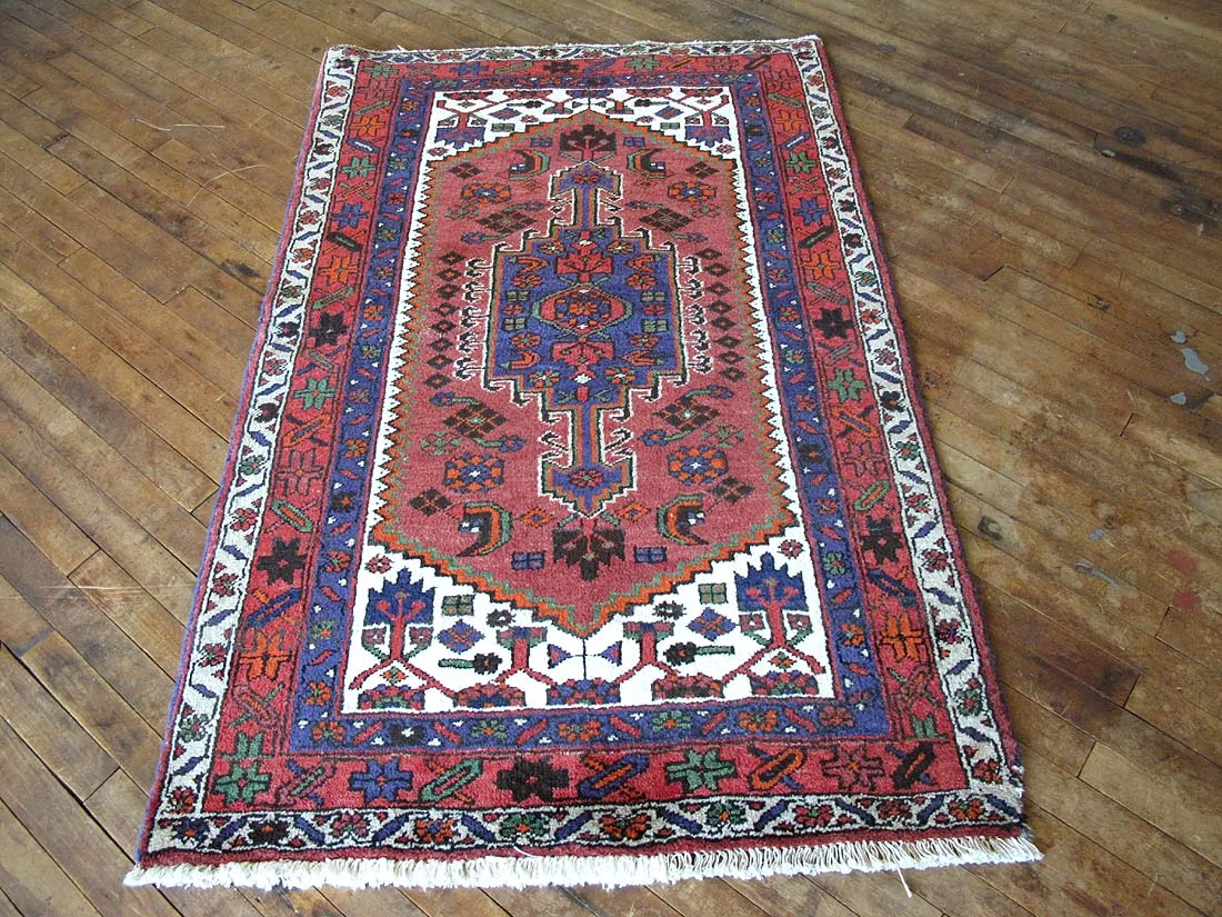 Vintage Persian Hamadan Rug 3'4"x5'3"