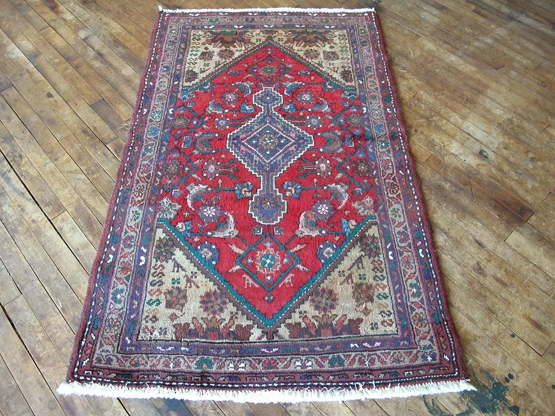 Vintage Persian Hamadan Rug 3'2"x5'2"