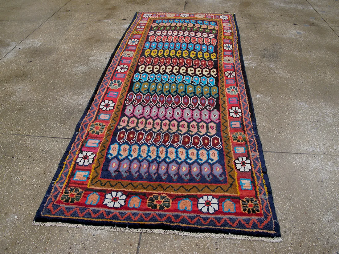 Mid Century Modern Persian Sarouk Rug 3'5"X8'0"