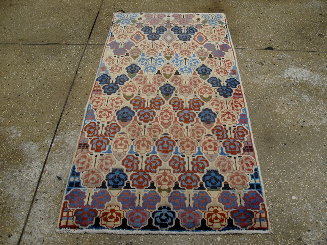 Mid Century Modern Persian Kashan Rug 2'0"X3'7"