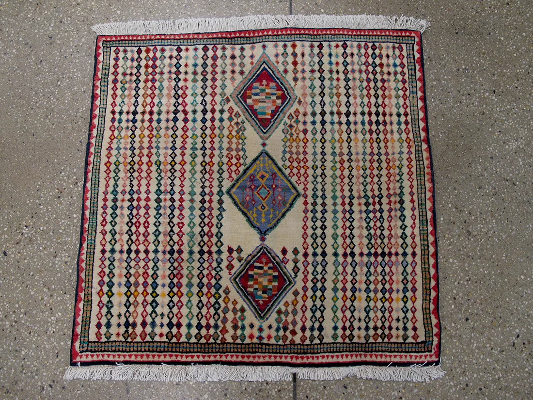 Mid Century Modern Persian Shiraz Rug 2'5"X2'6"