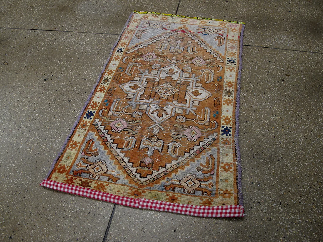 Antique Distressed Persian Lilihan Rug 1'10"X3'5"