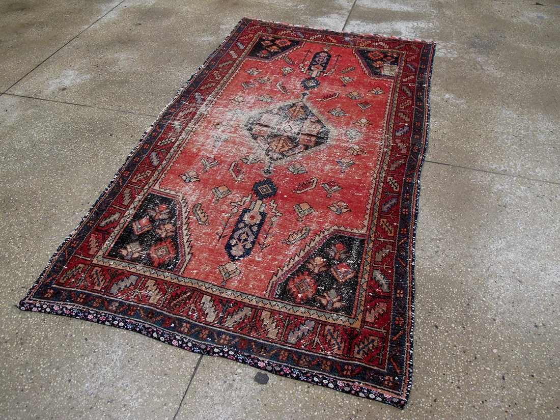 Antique Distressed Persian Kolyai Rug 3'7"X6'4"