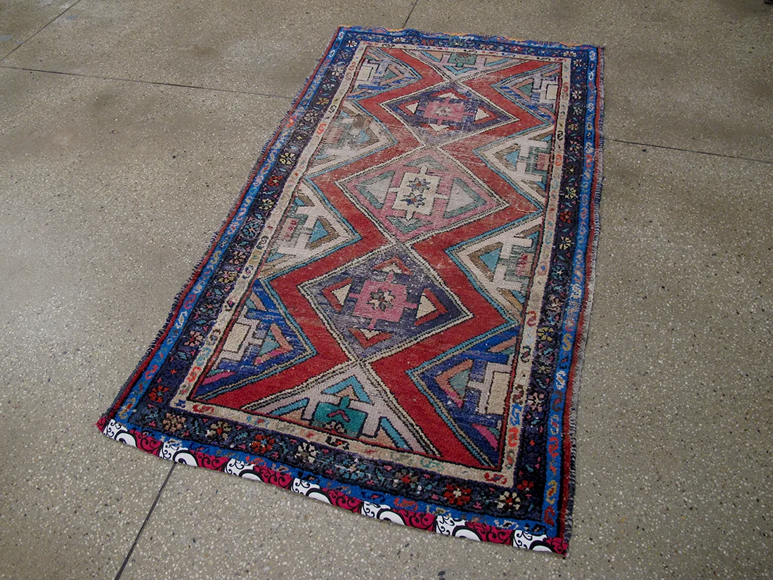 Antique Distressed Persian Kolyai Rug 3'1"X5'10"