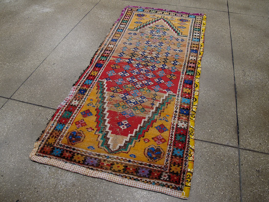 Antique Distressed Persian Malayer Rug 2'9"X6'3"