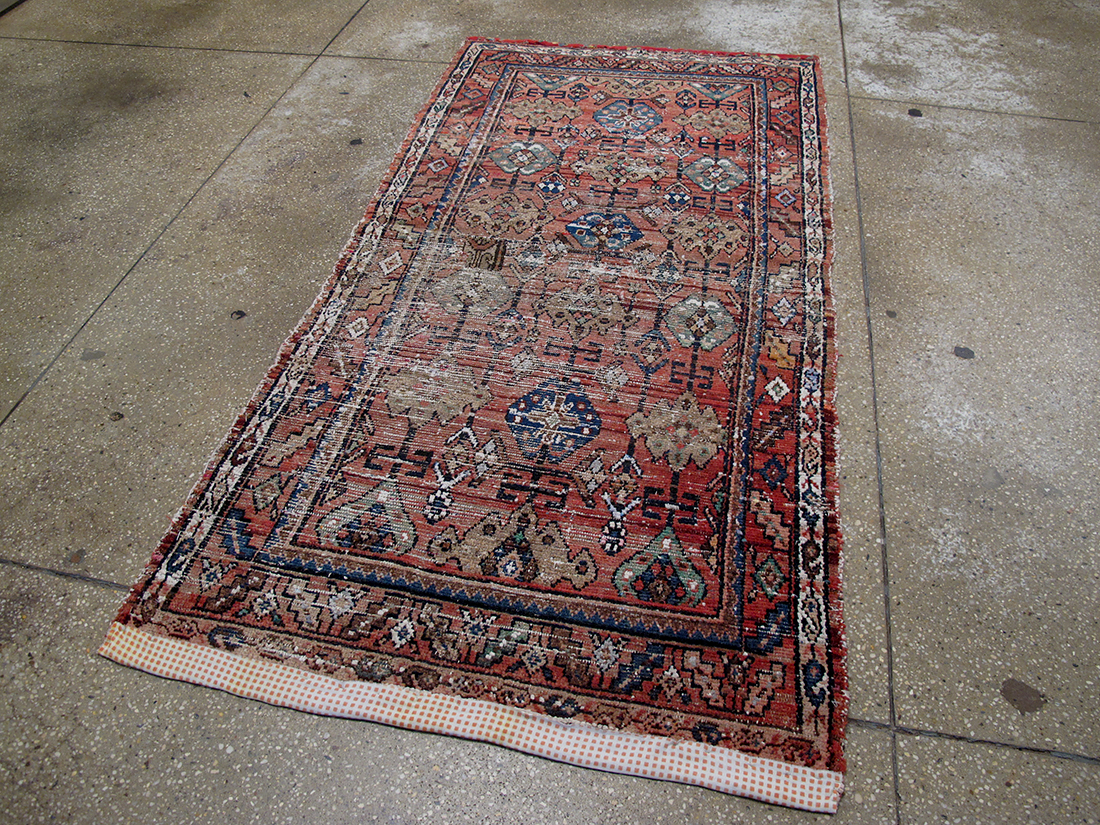 Antique Distressed Persian Hamadan Rug 3'2"X6'6"