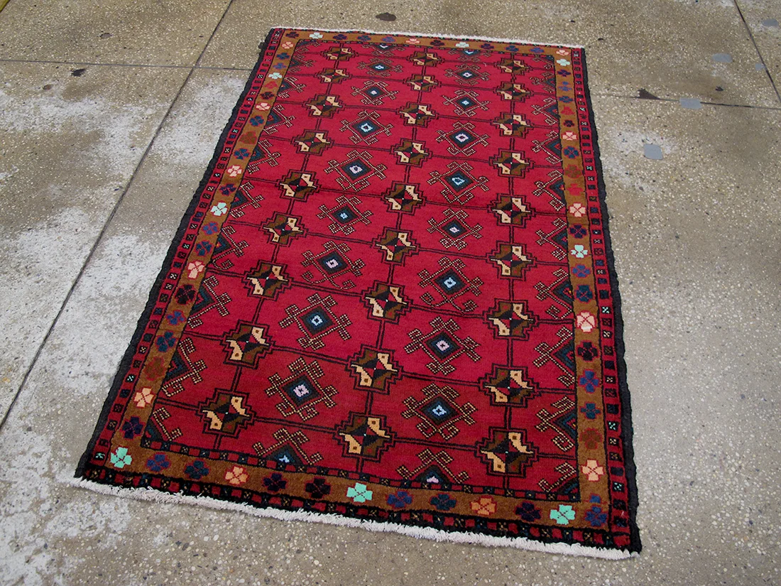 Vintage Persian Bokhara Rug 2'9"X4'2"