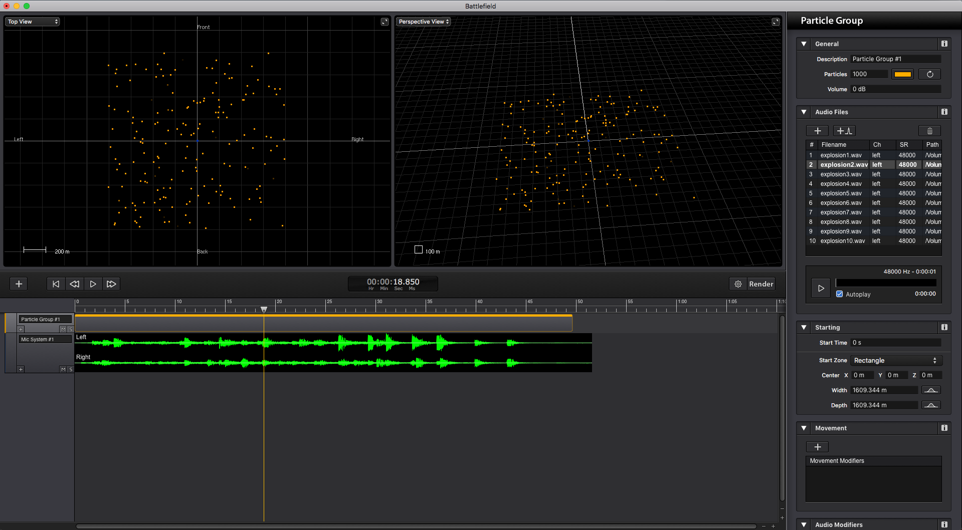 Sound Particles interface. Nice, clean and responsive.