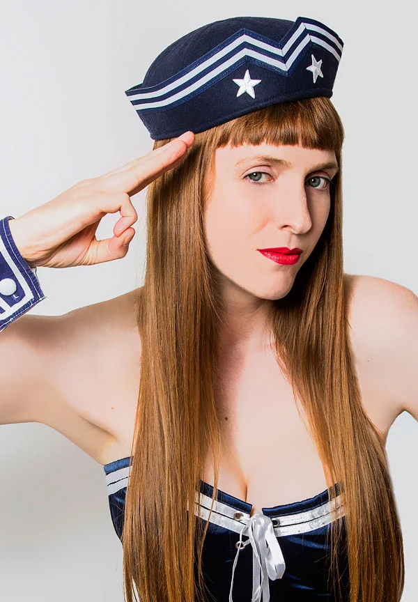 Navy felt sailor hat with stars and stripes