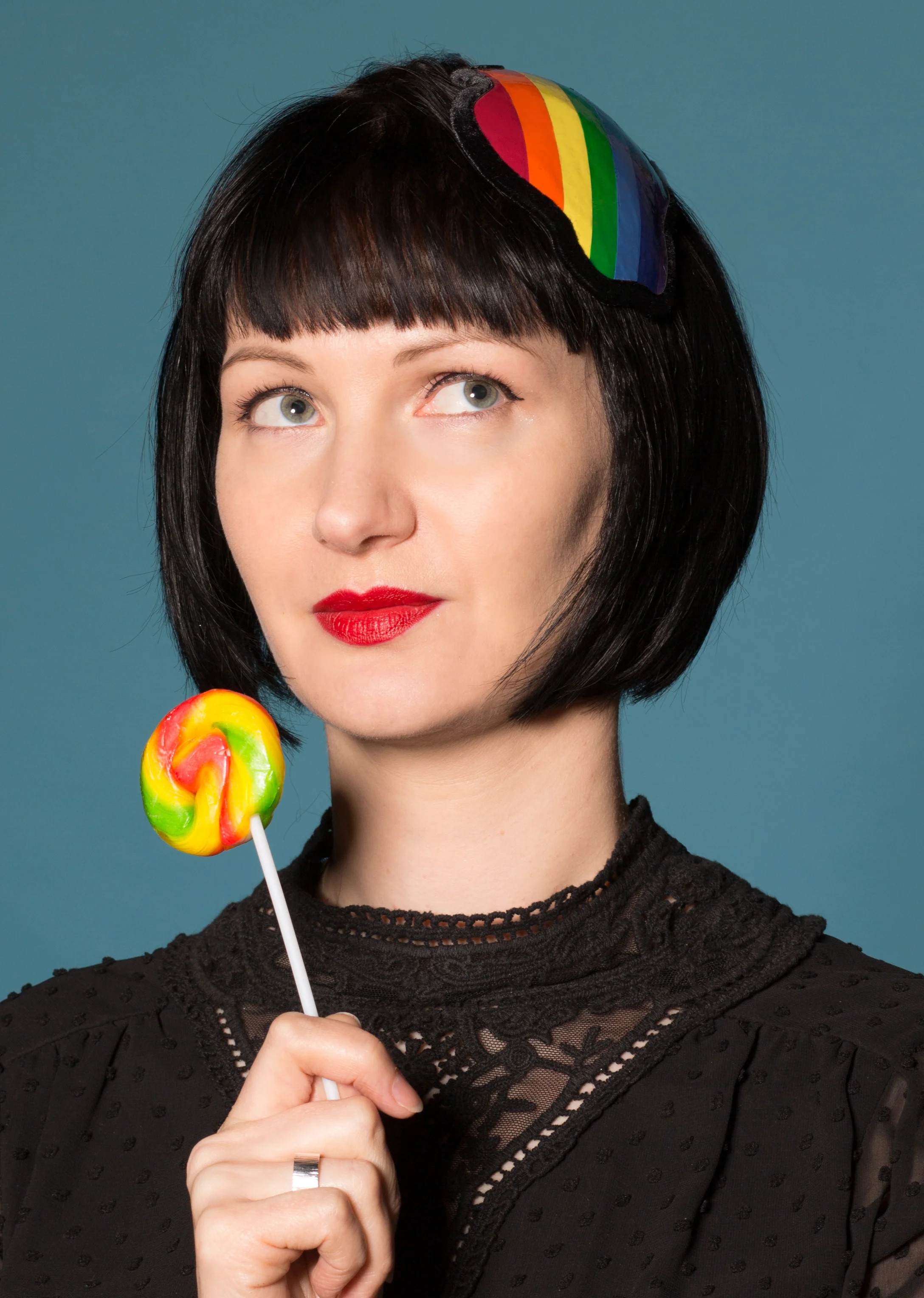 Latex rainbow cloud hat
