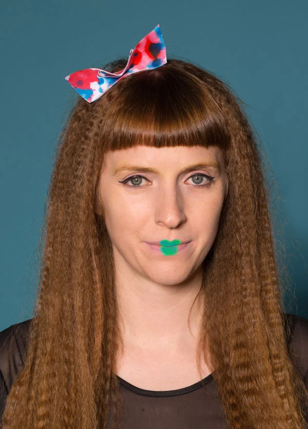 Red and blue graffiti latex bow band