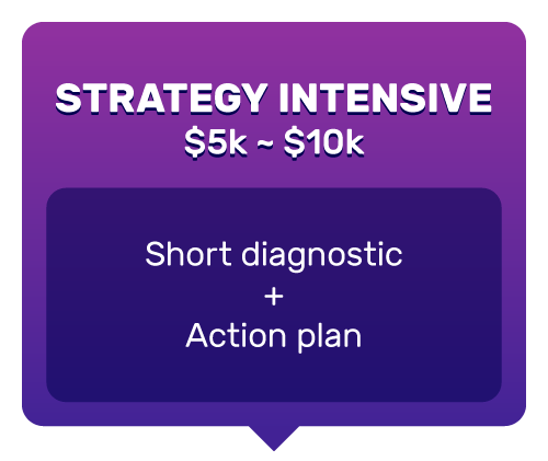 Strategy Intensive ($5k to $10k): Short diagnostic + action plan