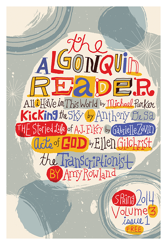 Cover illustration and lettering for Algoniquin Reader