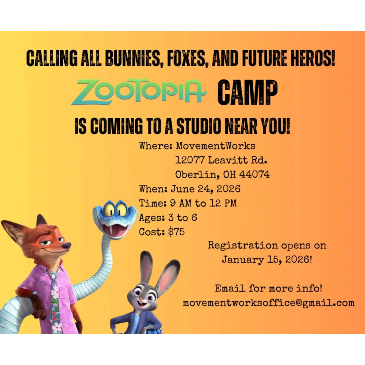 2026 Zootopia-Inspired Dance Camp