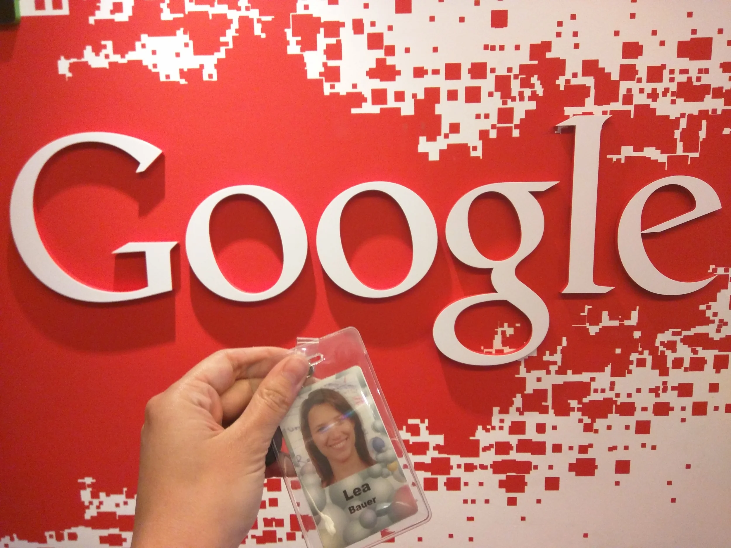Handing in my badge on my last day at Google