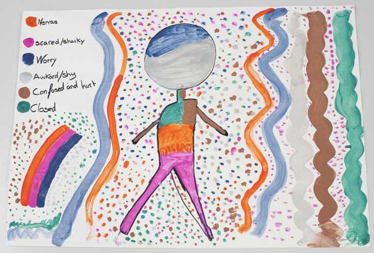 The body map: A2 cartridge paper, acrylic and pen
