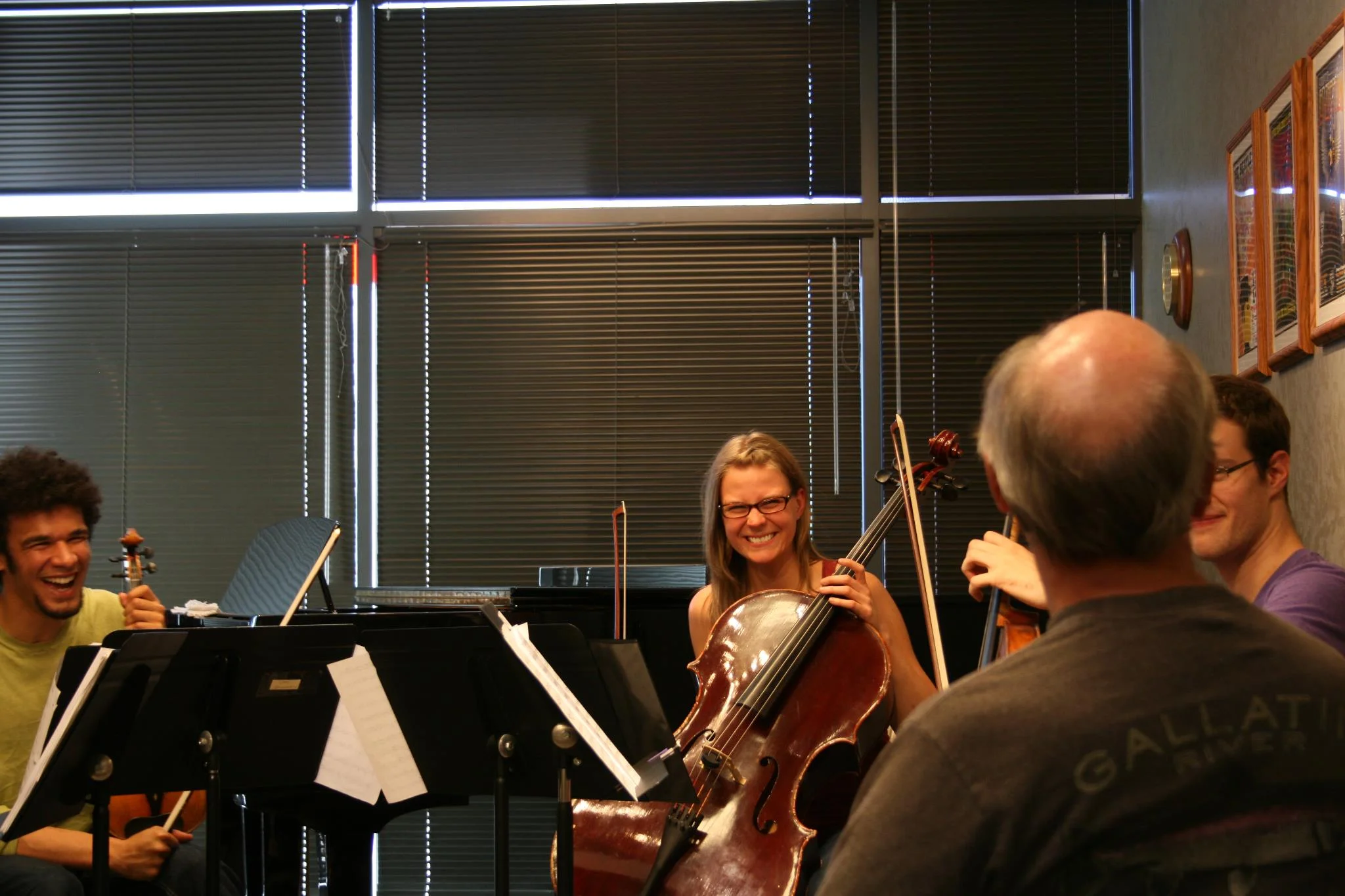 Me and the Ozaki cello in a masterclass with Michael Reynolds of the Muir String Quartet
