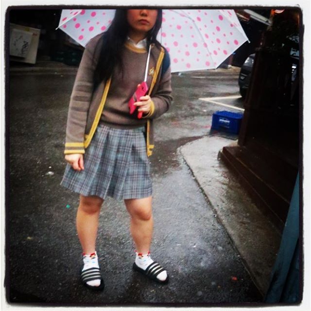 Korean student rain gear. Socks and slippers will not be stopped.