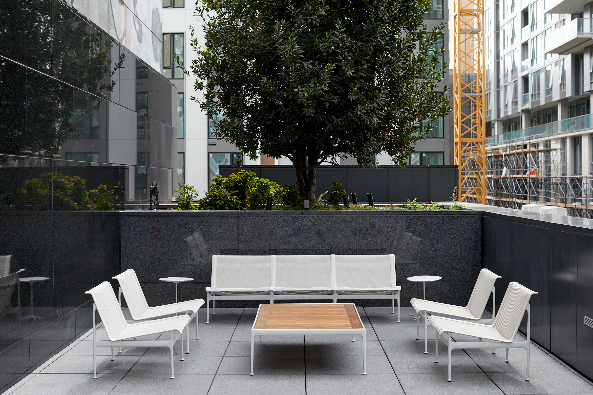 digital retouching of scaffolding from an urban landscape