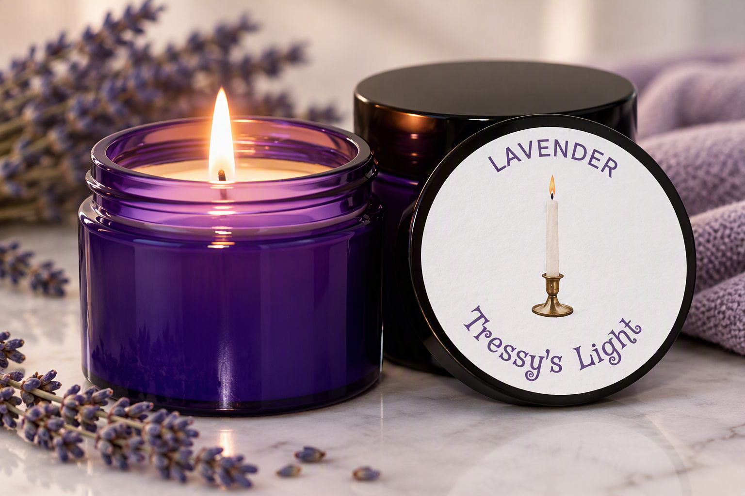 Tressy's Light scented candle 2 oz - Lavender