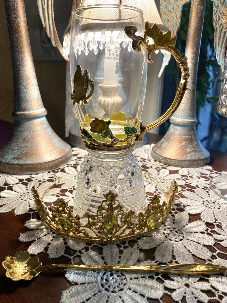 Sunflower Glass with long Spoon -