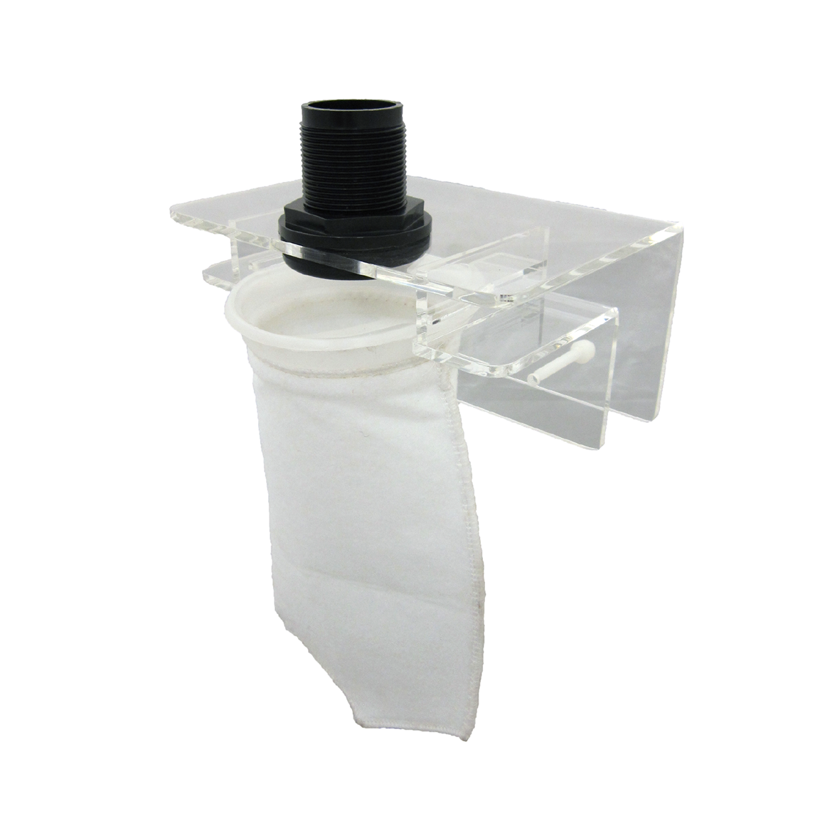 Small Micron Bag Holder SKU#: AM87801 UPC#: 7-49729-87801-8 Package Dimension: 7"x4"x6.5" Product Dimension: 6.5"x5.5"x4" Capacity: Up to 40 Gallon Bulkhead Size: 1-Inch Master Carton Dimension: 14x14x14" Master pack: 12pcs.