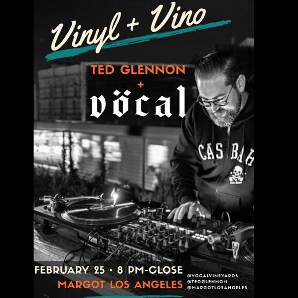 This Tuesday February 25th. Another session: fine wine and slow jams @vocalvineyards @margotlosangeles 
8pm to Late 
#allvinylnoserrato #funk #soul #hiphop #breakbeat #80s 
#finewine
#slowjams -
-
Photo @sandovalmedia 
#asilomarfinewine