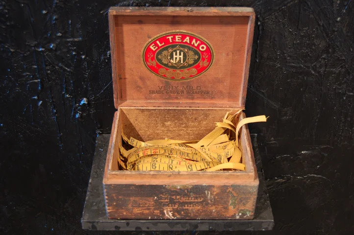 Untitled (Cigar Box and Eight Lines), Detail