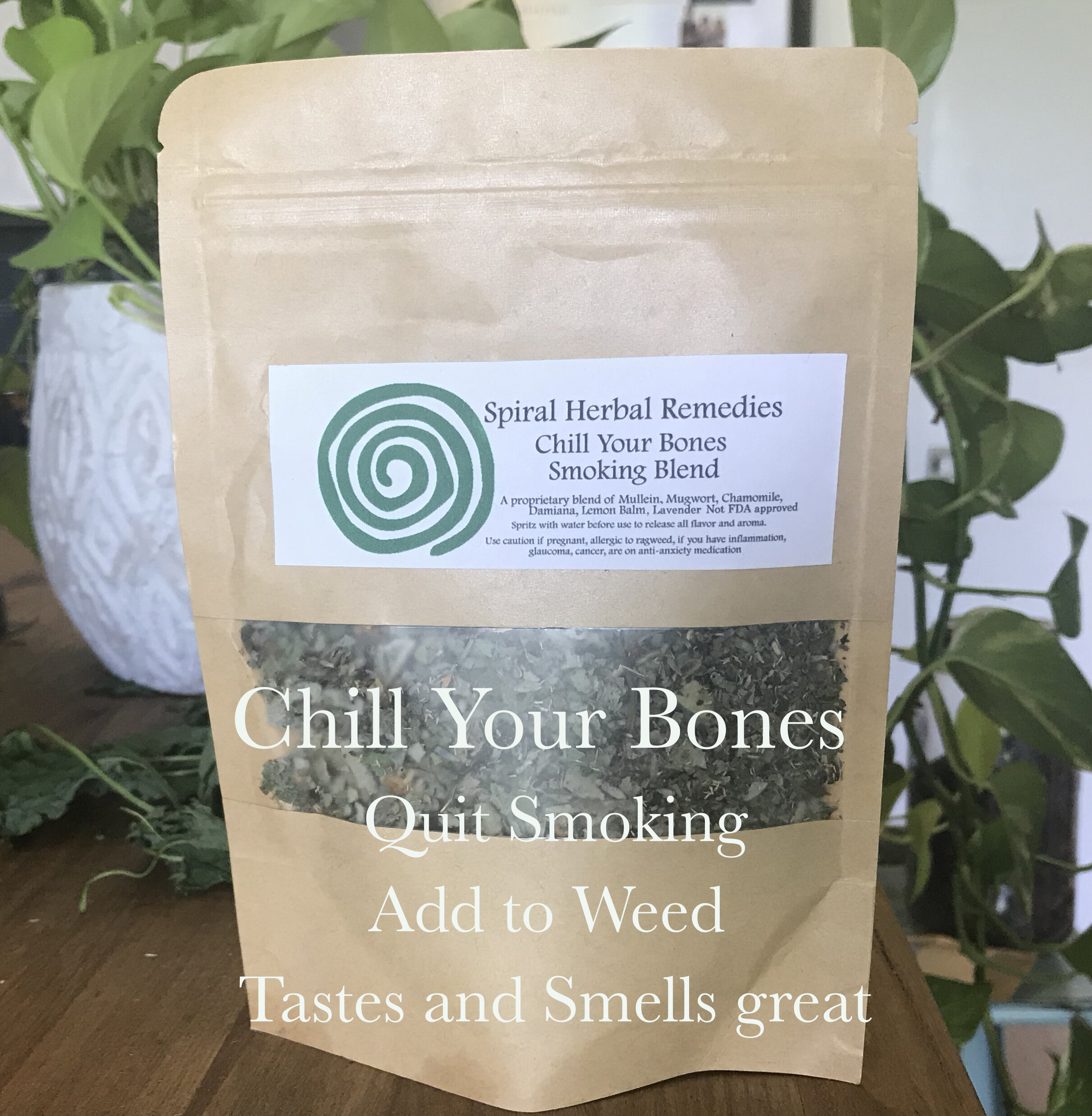 Chill Your Bones Smoking Blend — Organic Herbs/Plants for Anxiety, Pain,  Immunity. Art for the Interior.