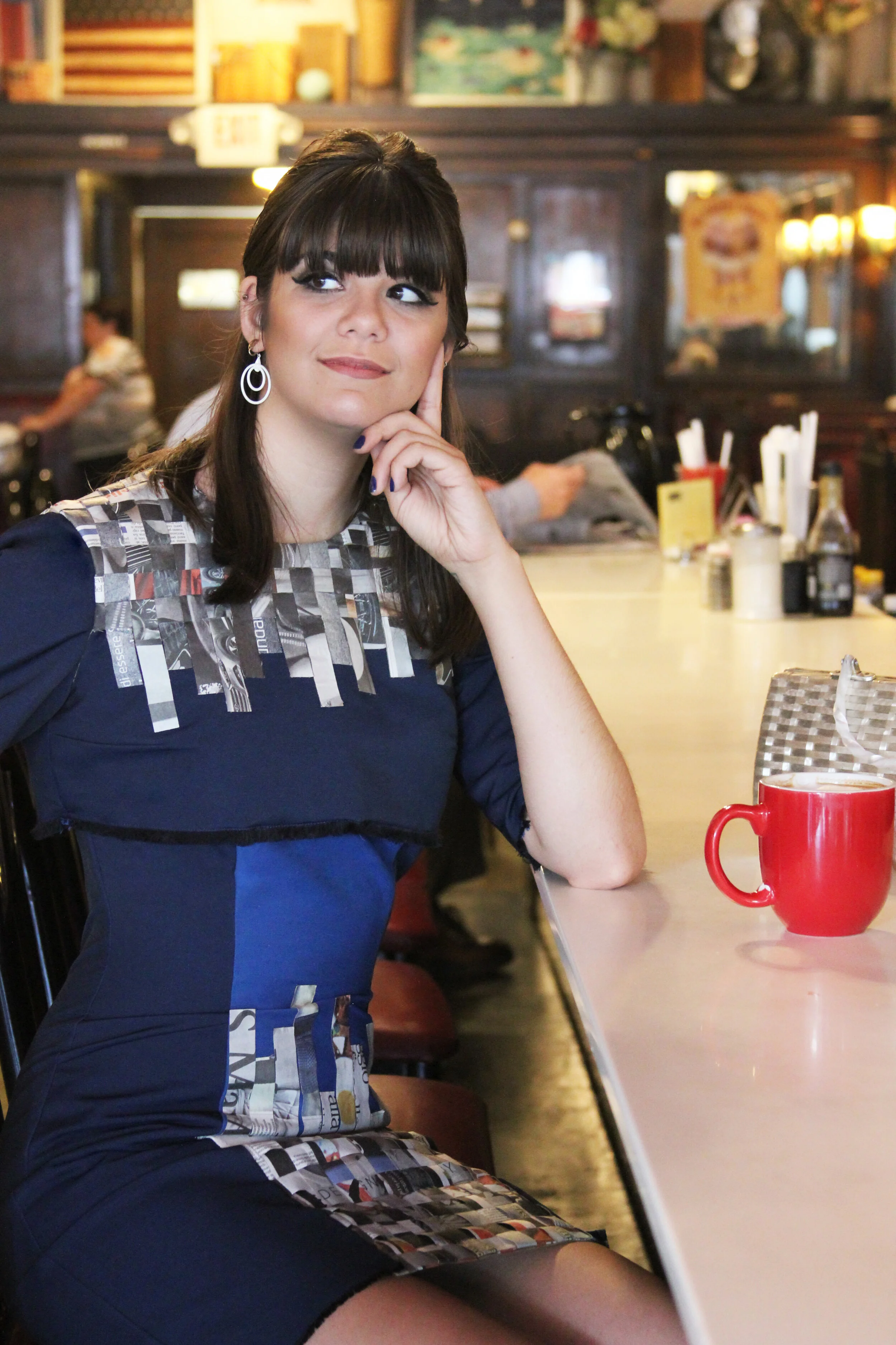  Newspaper and fabric two-piece mod ensemble patterned and built by me - 2016 