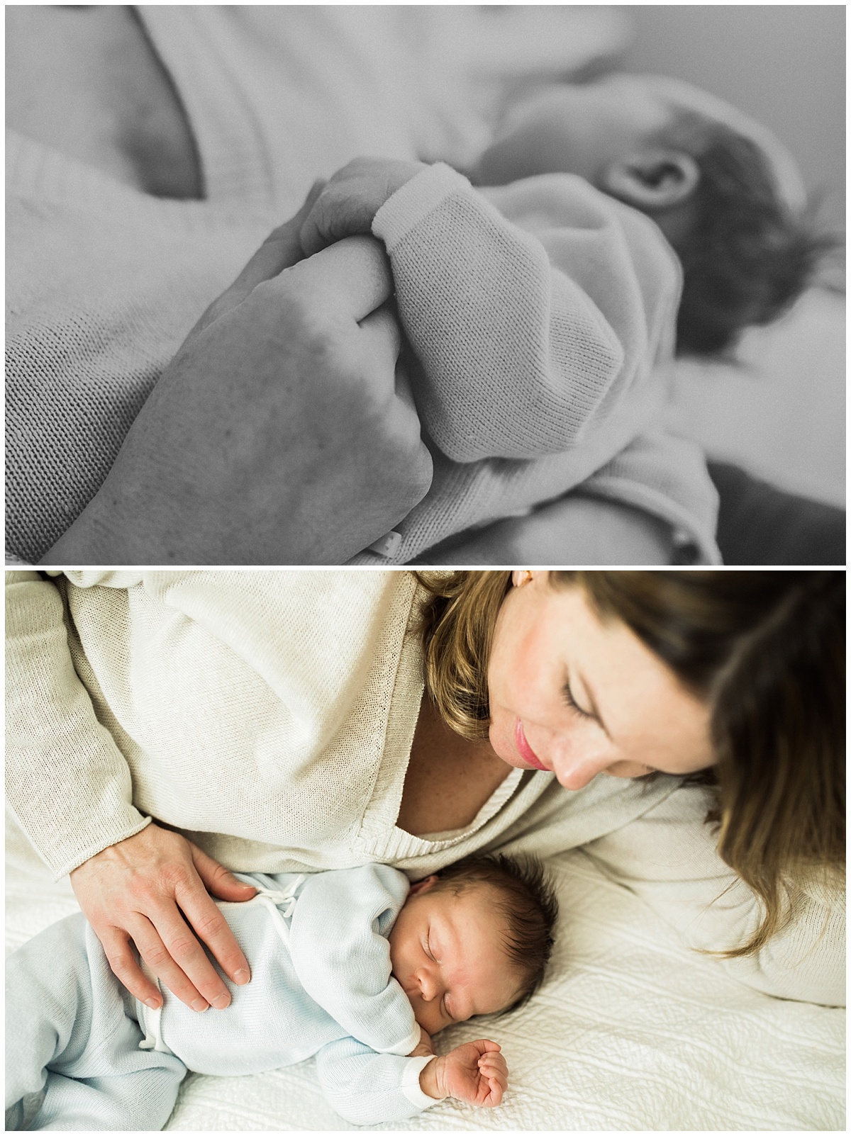 baby son and his mother sleeping on blanket | cleveland, OH newborn photography