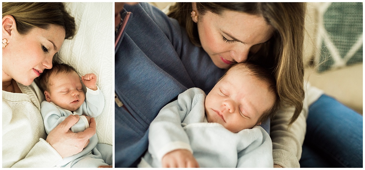 mom lovingly embracing baby boy in shaker heights | cleveland, OH newborn photography