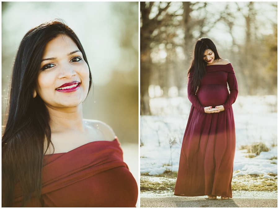 cleveland maternity photographer | pregnant woman in snow